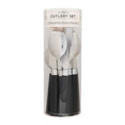 16 Piece Black Cutlery Set
