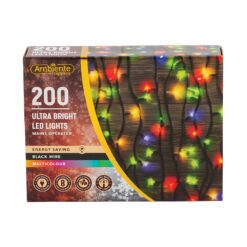 200 Ultra Bright LED String Lights Mains Operated & Black Wire Multicolour